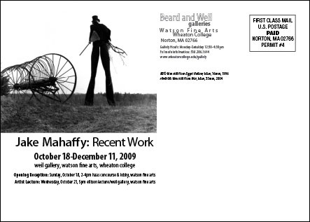 Jake Mahaffy: Recent Work Postcard Mailer (back)