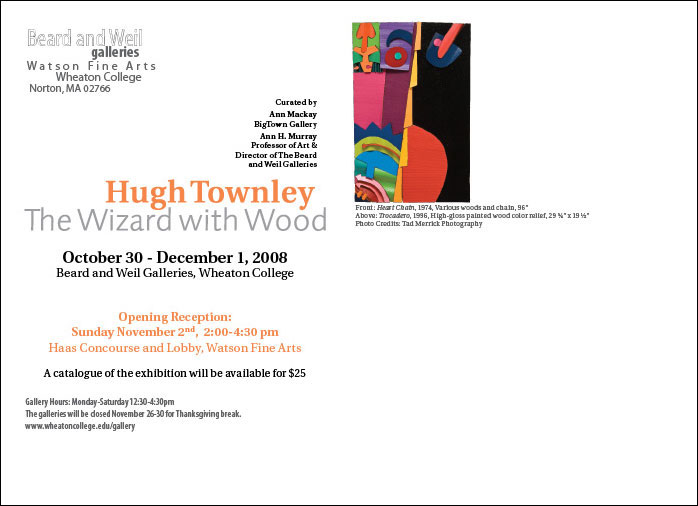 Hugh Townley: The Wizard with Wood (postcard mailer, back)