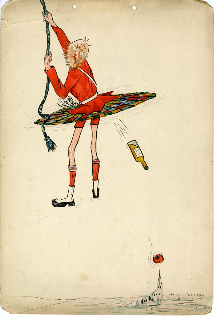 Man on Rope Cartoon, Gladys Bengough